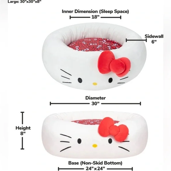 HELLO KITTY SANRIO CHARACTER DOG BED LARGE NEW WITH TAG